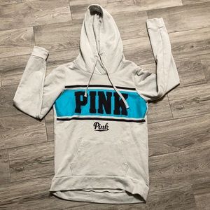 Pink Victoria’s Secret blue gray pullover hoodie